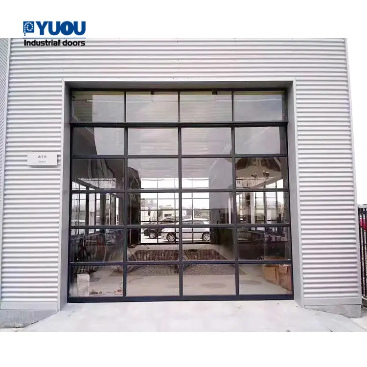 High Quality roller shutter Transparent Tempered Glass Clear Industrial Factory Sectional Garage Doors