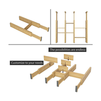 Organisateur de tiroir de cuisine en bambou avec séparateurs ajustables, 6 mini inserts, rangement extensible pour couverts et ustensiles - Design moderne