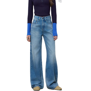 <span class=keywords><strong>Jean</strong></span> pour femme de qualité supérieure, délavé, <span class=keywords><strong>taille</strong></span> mi-haute, coupe ample et décontractée, nouveau modèle printemps, <span class=keywords><strong>jean</strong></span> baggy à jambe large pour femme - Product Image 1