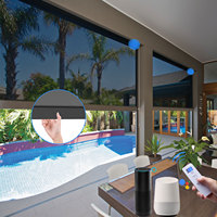 Store enrouleur motorisé manuel 2-en-1 Ziptrack sur mesure pour extérieur, pare-vent, intelligent, compatible Google Home