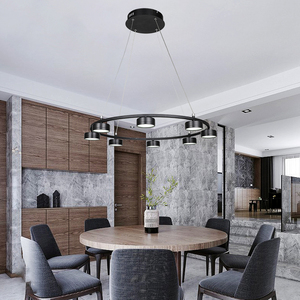 <span class=keywords><strong>Norte</strong></span> de Europa moderna casa habitación decoración negro 8 cabeza anillo led de luz colgante - Product Image 4