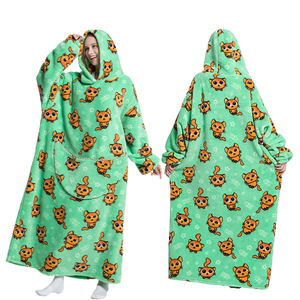 Custom Printing Oversize <strong>Long</strong> Wearable Sherpa Flannel Fleece TV Cuddle <strong>Snuggle</strong> Blanket with Sleeves <strong>Hoodie</strong> Custom Pocket Factory - Product Image 5