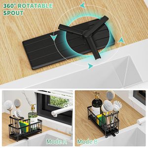 Support d'évier de cuisine Snow Elephant en acier au carbone noir, organisateur de comptoir multifonctionnel pour éponge, brosse et nettoyant - Product Image 4