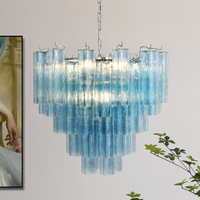 Lustre LED en fer et verre de style moderne français de luxe, hauteur réglable, pour villa, salon, hôtel, lampe suspendue