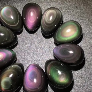 Vente en gros d'œufs/coeurs/étoiles en obsidienne arc-en-ciel polie de haute qualité, pierre énergétique en cristal, tendance de la mode, cadeau, emballage sécurisé - Product Image 3