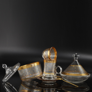 Wholesale ethopian 28pcs New coffee&amp;tea sets Customized Tea Cup Set <strong>Glass</strong> <strong>TeaCup</strong> and saucer set - Product Image 3
