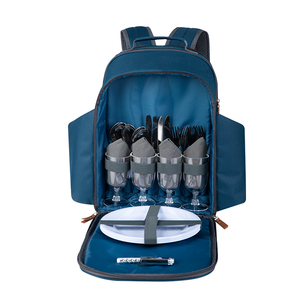 Sac à dos isotherme pour pique-nique 4 personnes <span class=keywords><strong>avec</strong></span> 2 grands porte-bouteilles et porte-canettes, matériau 600D, fermeture éclair, logo personnalisé - Product Image 6