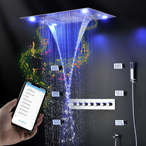 Bathroom Bluetooth Music Shower Set Ceiling LED Rainfall Waterfall Shower Head System Thermostatic Mixer Faucet Massage <strong>Body</strong> Jet - Product Image 3