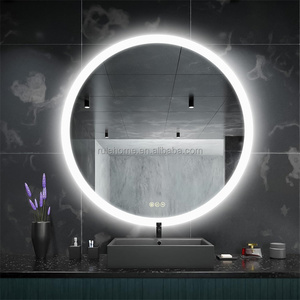 <span class=keywords><strong>Miroir</strong></span> décoratif <span class=keywords><strong>mural</strong></span> intelligent à LED tactile en verre <span class=keywords><strong>rond</strong></span> moderne pour salle de bain - Product Image 3