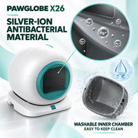 Bac à litière pour chat à nettoyage automatique X26 avec tambour lavable à dégagement rapide, matériau à ions argent et panneau de contrôle des dispositifs