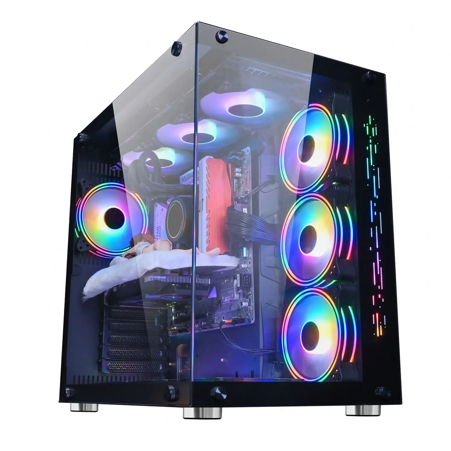 מפעל OEM מארז מחשב מותאם אישית למשחקים מארזי ATX & מגדלים ארון זכוכית עם מאווררי RGB לשולחן העבודה