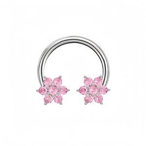 Anneau de nez en acier inoxydable en forme de fleur, anneau en C, anneau de septum fer à cheval avec incrustation de zircon pour piercing, bijou cadeau - Product Image 5
