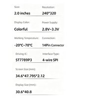 Modul Layar LCD TFT IPS 2.0 Inci ST7789P3 240X320 14Pin 4-Kawat SPI Layar Warna untuk Proyek Elektronik DIY M110