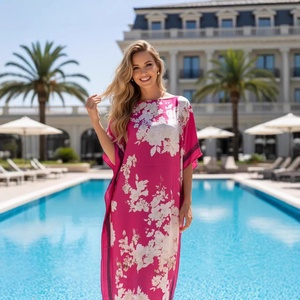 Abiti Kaftan alla Moda per Signore, Taglia Unica, in Raso Stampato, Vestito Lungo Africano con Foulard, Abaya per Donne - Product Image 3