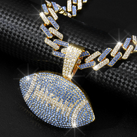 Collier Hip Hop avec pendentif de la Ligue nationale de Football Bling Rappeur pendentif lien chaîne bijoux étincelants hommes femmes tenue quotidienne
