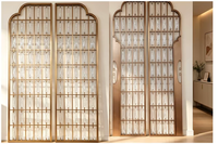Partisi Kaca Artistik dengan Desain Kawat, Kaca Dekoratif untuk Restoran Hotel Vila Kantor, Pilihan Solid-core Kustom.