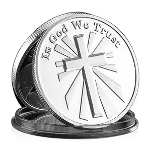 In God We Trust Iron Cross Souvenir Coin Silver Gold Plated Collection Coin Evil VS. Good Commemorative Coin