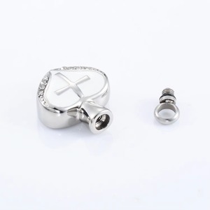 Pendentif <span class=keywords><strong>Cœur</strong></span> et Croix, Collier Urne en Acier Inoxydable pour Cendres, Bijou Commémoratif de Crémation - Product Image 1