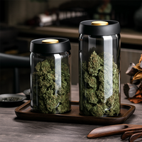 Pot de conservation sous vide en verre borosilicate rond Thankhot avec couvercle hermétique en plastique, boîte de rangement alimentaire hermétique pour grains de café