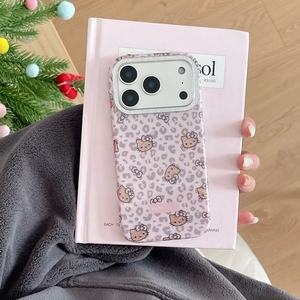 Cartoon KT Cat Glitter Leopard Pattern Mobile Phone Case For IPhone 17 16 15 14 Pro Max IMD Cute Bow Shockproof Soft <b>Cover</b> Back - Product Image 6