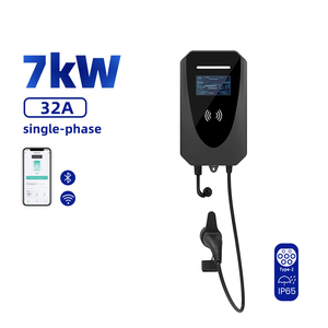 Borne de recharge murale intelligente 7 kW Type 2 fonctionnelle avec système de prise interchangeable, accès par carte RFID, câble de <span class=keywords><strong>5</strong></span> m, station de recharge résidentielle pour véhicules électriques - Product Image 1
