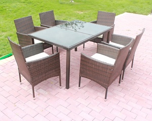 أثاث حدائق خارجي من الروطان، طقم أثاث خارجي معاصر مع 6 كراسي فردية - Product Image 2