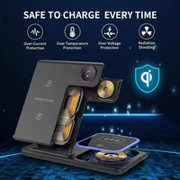 Chargeur sans fil 3 en 1 rapide avec station de charge pliable 15W, logo personnalisable