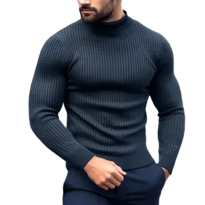 Vigor Garment Suéter personalizado para hombre Fabricante Suéteres de punto grueso Jacquard Suéter de lana Colorblock para hombre