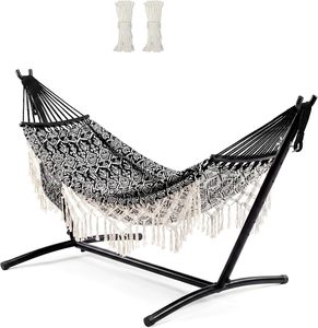 <span class=keywords><strong>Hamac</strong></span> <span class=keywords><strong>double</strong></span> avec support, lit de <span class=keywords><strong>hamac</strong></span> <span class=keywords><strong>pour</strong></span> 2 personnes avec dentelle décorative, <span class=keywords><strong>hamac</strong></span> extérieur grand et confortable <span class=keywords><strong>pour</strong></span> patio et jardin - Product Image 1