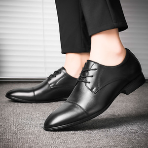 Nuevos zapatos formales de cuero para hombre, de punta, talla grande, con cordones grabados con láser, ideales para uso formal de negocios. - Product Image 4