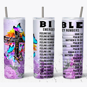 Nuevo Vaso Personalizable de 20oz, Delgado, con Versículo Bíblico Religioso y Frase Motivacional, Taza de Viaje de Acero Inoxidable - Product Image 1