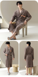 Großhandel Paar Home Schlaf tragen Winter Custom Stickerei Logo 100% Baumwolle Waffel Hotel Spa Bademantel <span class=keywords><strong>Set</strong></span> - Product Image 5