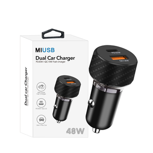 อะแดปเตอร์ชาร์จไฟในรถแบบ USB <span class=keywords><strong>C</strong></span> 48W โลโก้ OEM แบบ Pd30w จุดบุหรี่ USB <span class=keywords><strong>C</strong></span> พอร์ตคู่ - Product Image 1