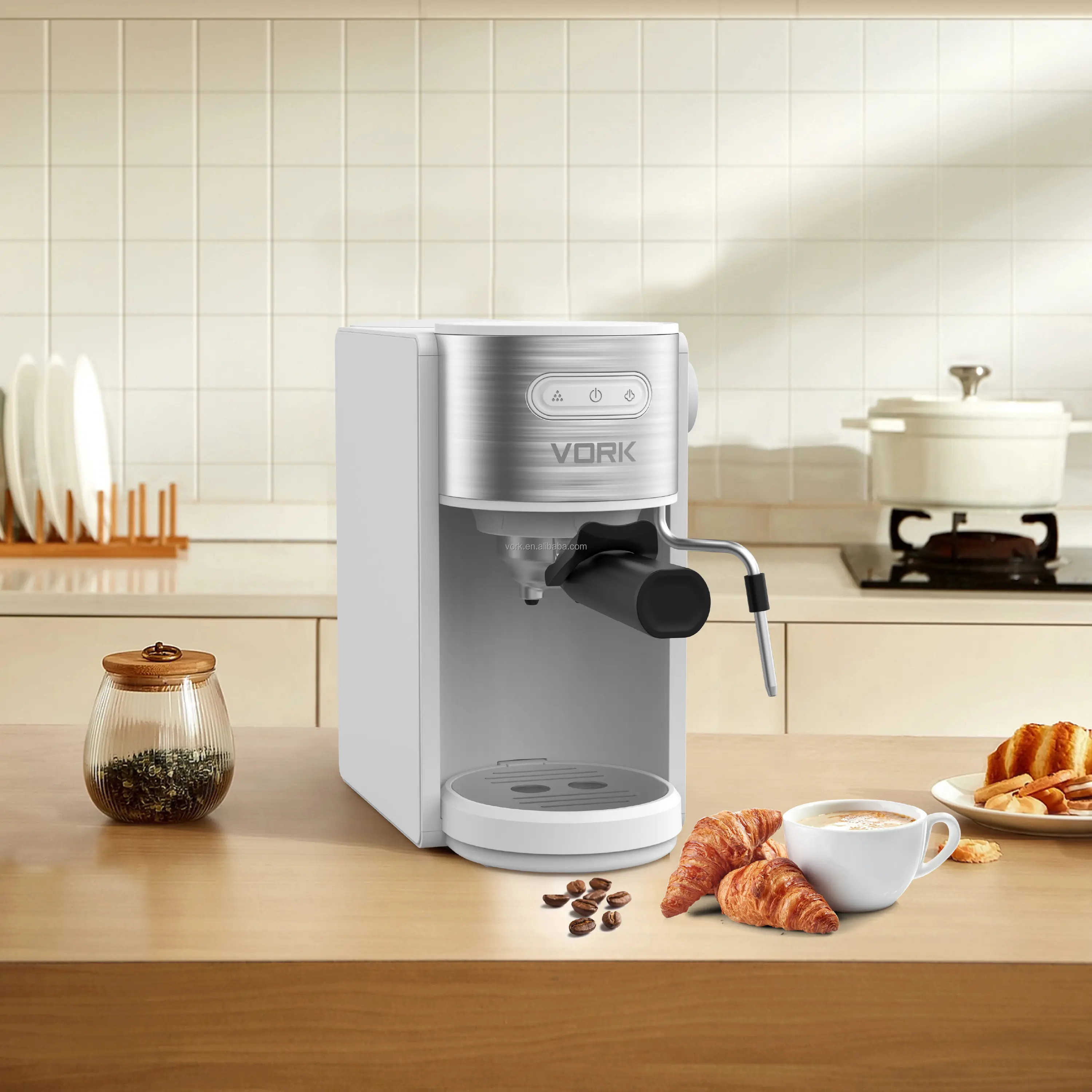 2024 New Design Espresso Coffee Maker Cappuccino Machine Novaespresso Machine Electric Stainless Steel 1.3L 2 Years 150ml ULKA