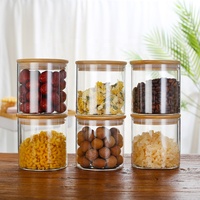 Récipient de stockage en verre avec couvercle en bambou sans trou pour épices, condiments, produits secs - Design minimaliste écologique, capacité de 0,5 à 2 L