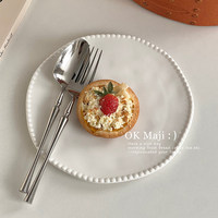 Assiette à dessert en céramique blanche haut de gamme, minimaliste, assiette à fruits, assiette à steak de style occidental, plateau à fruits, assiette à gâteau, assiette plate