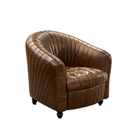 Fauteuil individuel haut de gamme de style américain rétro, en cuir de vachette pleine fleur huilé, pour salon, bureau, bar à whisky, club