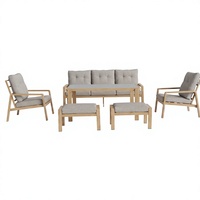 Ensemble de canapés d'extérieur toutes saisons avec structure en aluminium imitation bois, résistant à l'eau et aux UV, pour jardin et terrasse