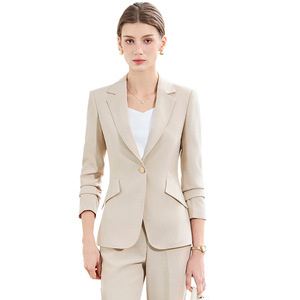 Women's Suit <b>Set</b> Navy Blue Full Sleeve Polyester Anti-Wrinkle <b>Office</b> Lady Spring Business Formal Wear - Product Image 5