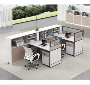 Estación DE TRABAJO DE PANTALLA DE OFICINA modular moderna de 6 asientos, escritorio de personal de hierro y MDF para uso en el hogar o la escuela y la Oficina - Product Image 1