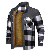 Chemise-veste en flanelle à carreaux pour homme avec doublure matelassée épaisse et chaude à manches longues, impression de logo personnalisée, veste en sherpa en flanelle
