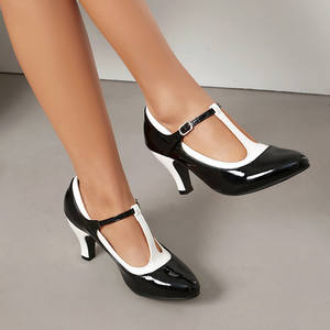 Chaussures pour femmes Xuanhui, best-seller, à bout rond fantaisie, en cuir verni, avec bride en T, confortables, style coréen, talons fins de <span class=keywords><strong>8</strong></span> <span class=keywords><strong>cm</strong></span> - Product Image 3
