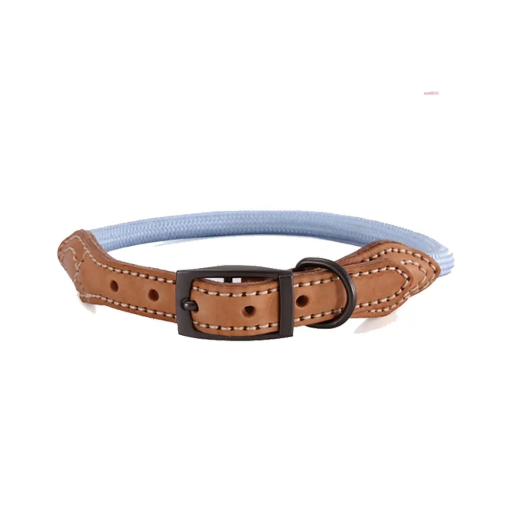 Collar Direct Rolled Leather Dog Collar  Soft Padded Round Puppy Collar