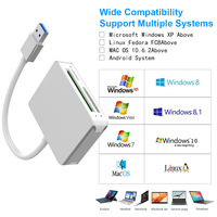 Portable Plug-and-Play USB 3,0 de alta velocidad 5Gbps 3-en-1 CF SD TF lector de tarjetas para instalación externa de computadora portátil