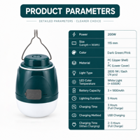 Lampe torche LED rechargeable haute puissance pour le camping en plein air, éclairage d'urgence portable à suspendre