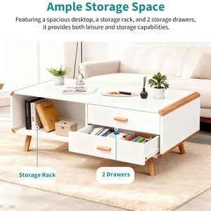 Bàn cà phê gỗ sang trọng hiện đại với các cạnh tròn và 2 ngăn kéo - Product Image 4