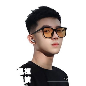Retro Square Frame Sunglasses Brown Lens Full Frame Resin Material Sunscreen For Men And Women - Product Image 5