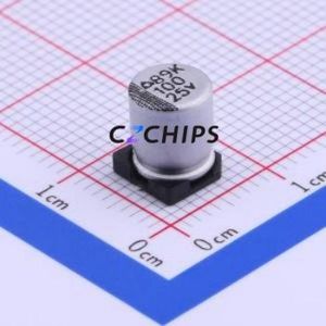 MVK25V100M6.3*8 6.3TP ตัวเก็บประจุแบบอิเล็กโทรไลต์อะลูมิเนียม SMD, ขนาด D6.3xL8 มม. 100uF 20% 25V 135mA-120Hz - Product Image 1