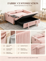 Canapé-lit pliant matelassé en peluche populaire, multifonctionnel avec rangement, idéal pour la décoration des appartements et salons