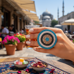 Mix Turquoise Turkish Eye <b>CZ</b> Stone Traditional Cluster <b>Ring</b> Wholesale Handmade 925 Sterling Silver Jewelry - Product Image 3